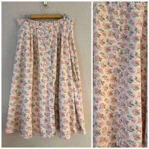 Vintage 90s Hasting & Smith Pastel Floral A Line Full Button Down Skirt XL 0X 16